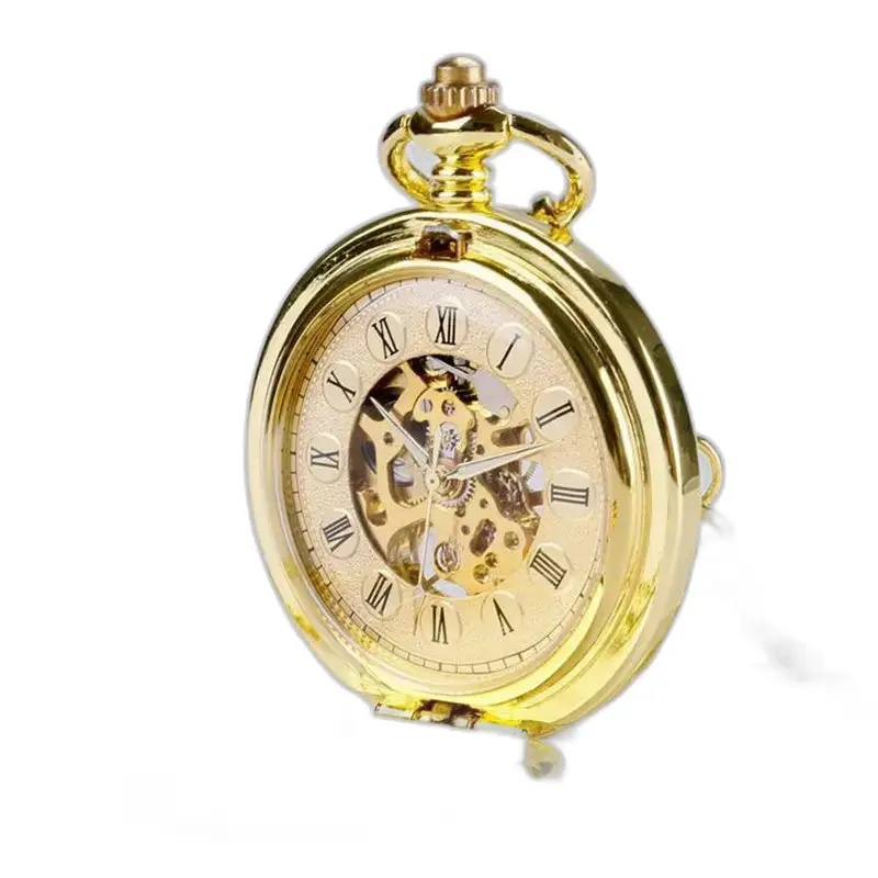 Gouden zakhorloge, chique stijl, dubbele klep voor elegante mannen