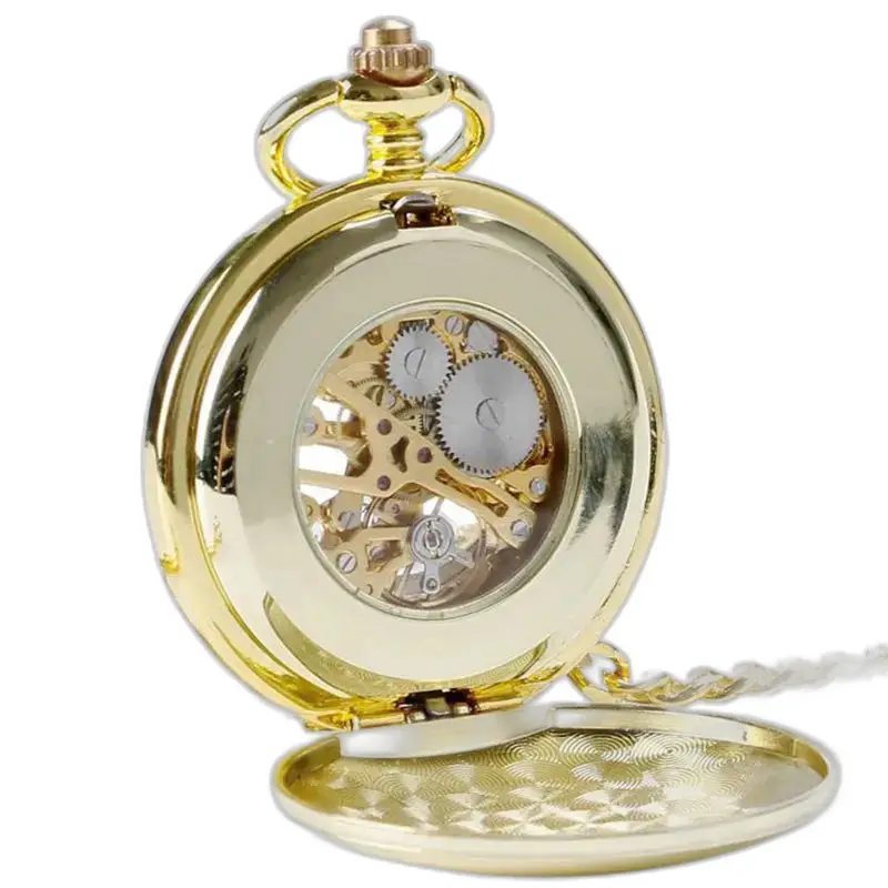Gouden zakhorloge, chique stijl met dubbele klep voor heren