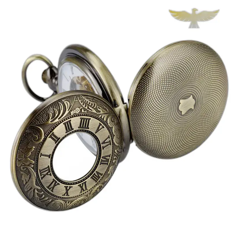 Heren dames Demi Hunter-stijl zakhorloge met een elegant bronzen ornament