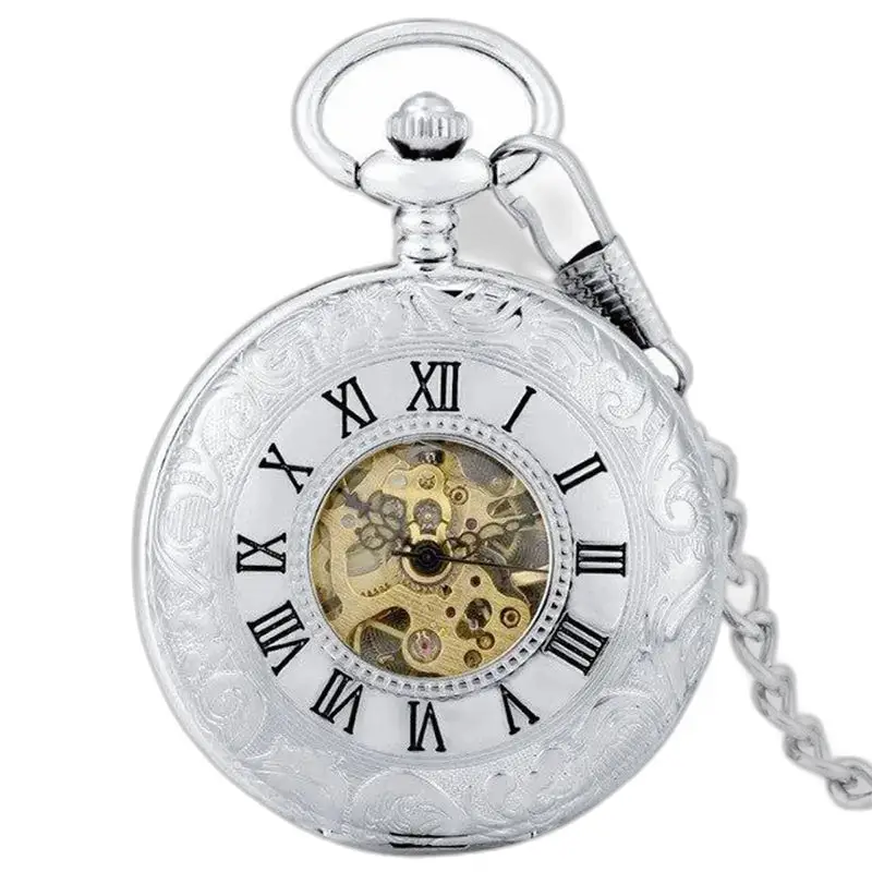 Heren dameszakhorloge in Demi Hunter-stijl met Romeinse cijfers in zilver