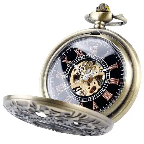 Vintage stijl bronzen zakhorloge met een elegant oud horlogeontwerp