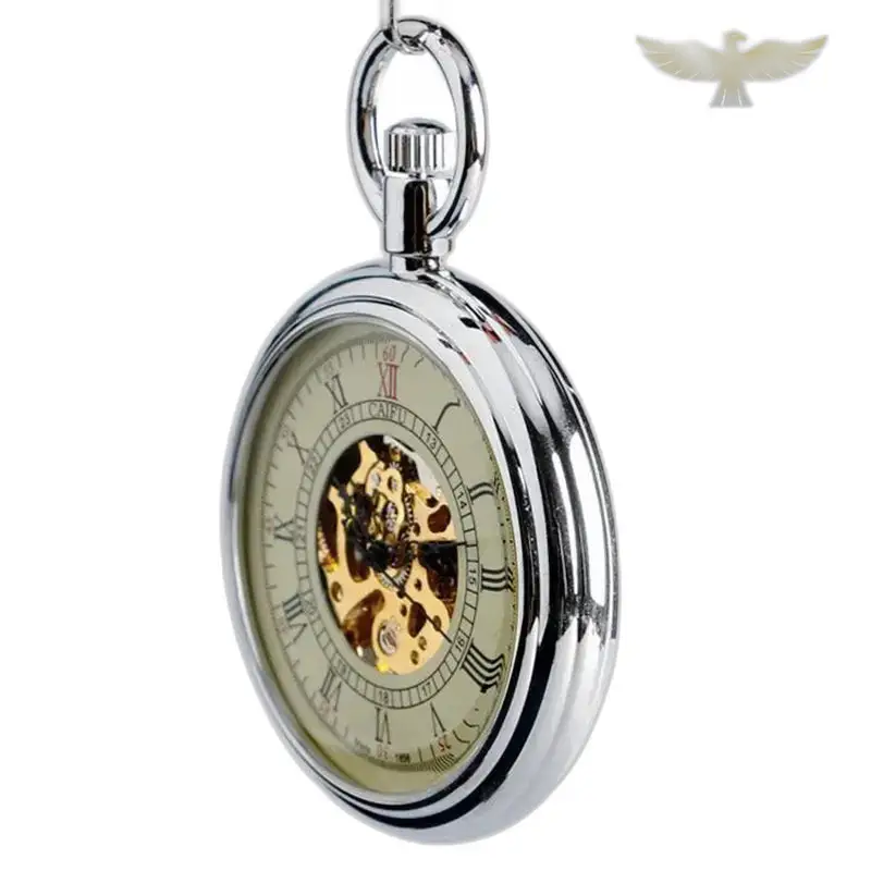 Vintage Automatisch Zilver Luxe Nom Zakhorloge met Zilverkleurige Metalen Kast