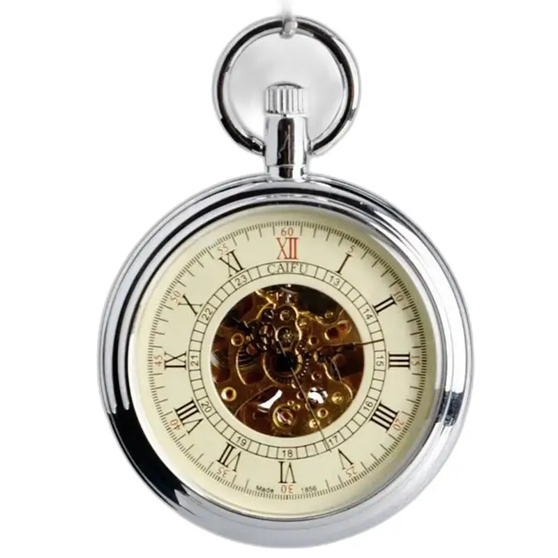 Vintage Automatisch Zilver Luxe Nom Zakhorloge met een elegante zilveren kast