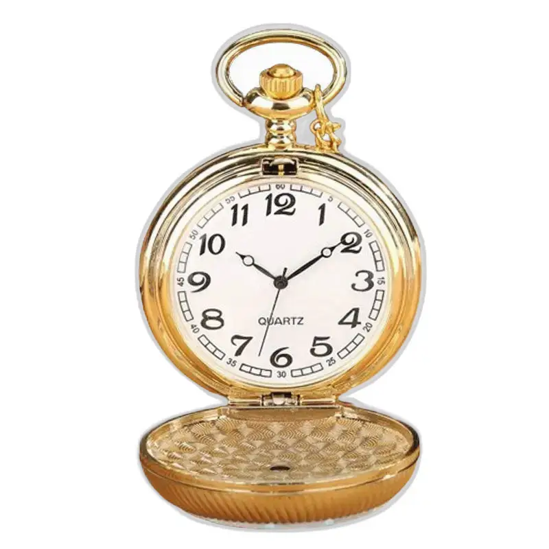 Vintage zakhorloge met rode en gouden bloemen en een open gouden wijzerplaat