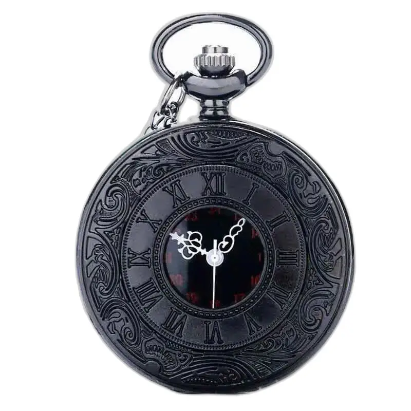 Steampunk kobalt kruisje zakhorloge met Romeinse cijfers in zwart
