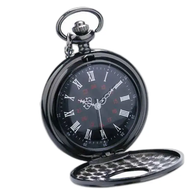 Steampunk Cobalt Gusset Pocket Watch, zwart horloge met verfijnde Romeinse cijfers
