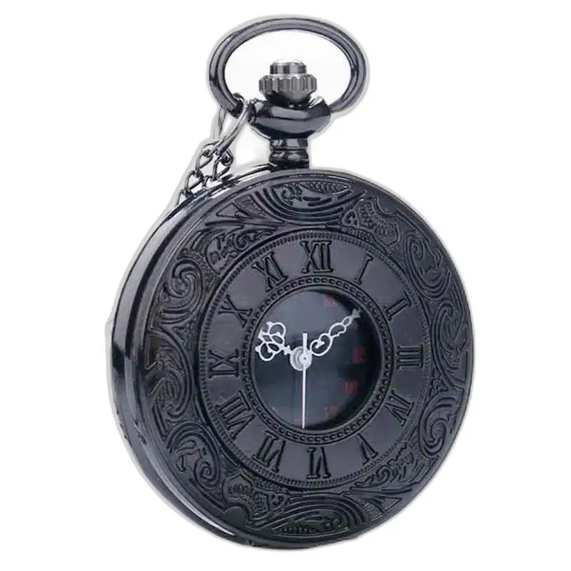 Steampunk kobalt kruisje zakhorloge met elegante Romeinse cijfers