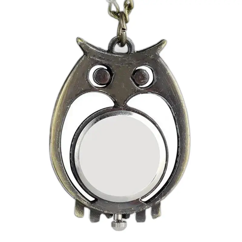 Uilvormig hangerhorloge Vintage bronzen uilenhorloge met elegante ketting