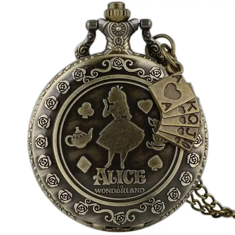 Vintage Alice kettinghorloge voor dames en heren met een op Alice in Wonderland geïnspireerd ontwerp
