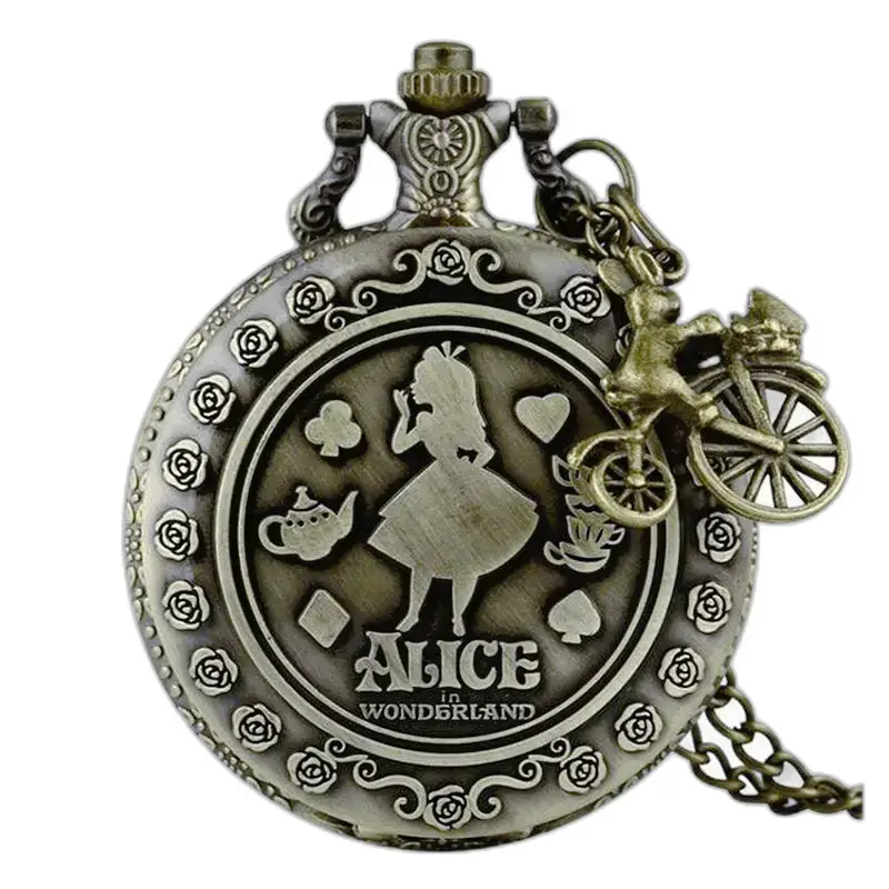 Vintage Alice kettinghorloge voor dames en heren met Alice in Wonderland geïnspireerd kettinghorloge