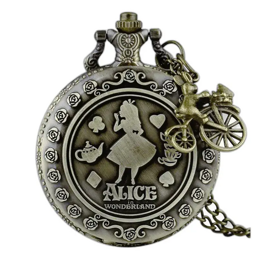 Vintage Alice kettinghorloge voor dames en heren met Alice in Wonderland geïnspireerd kettinghorloge