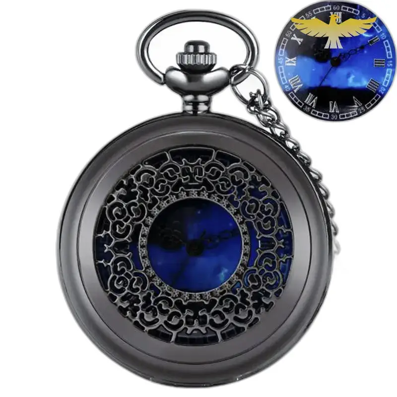 Demi Hunter zilveren kettinghorloge met blauw hart en elegante sierlijke ketting