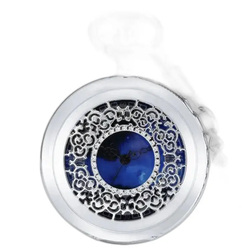 Zilveren kettinghorloge met blauwe wijzerplaat en elegant blauw hartmotief