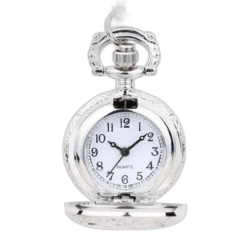 Vintage Open Clapper zilveren kettinghorloge met een elegante zilveren wijzerplaat