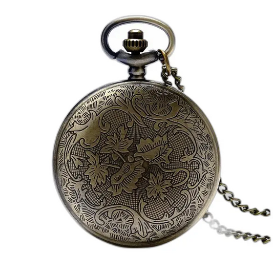 Vintage stijl kompas kettinghorloge voor heren en dames met een sierlijk zilveren zakhorloge