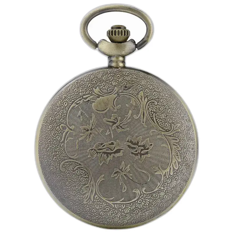 Vintage damesbloem bronzen kettinghorloge met sierlijk bronzen zakhorloge