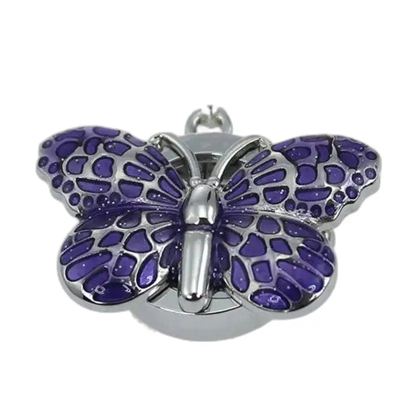 Paars en zilveren vlindervormige tashouder Butterfly Chic dameskettinghorloge