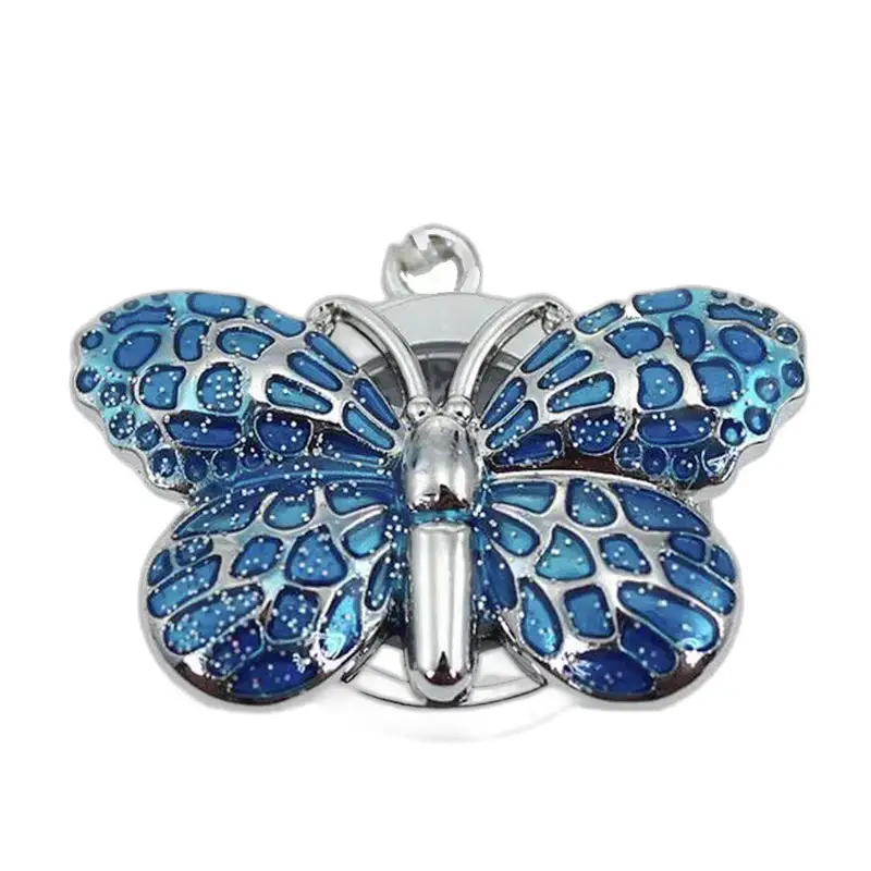 Blauwe en zilveren vlinderhanger aan het Butterfly Chic dameskettinghorloge
