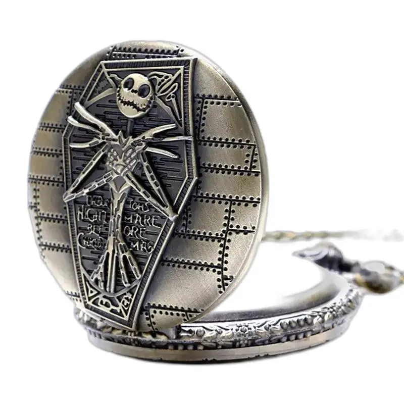 Nightmare Before Christmas kettinghorloge in brons met op Jack Skellington geïnspireerd ontwerp