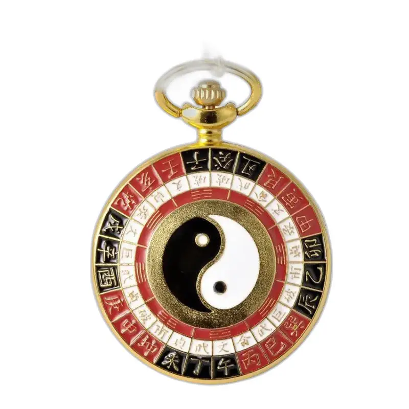 Vintage gouden Aziatische charme kettinghorloge met elegant Yin en Yang horloge