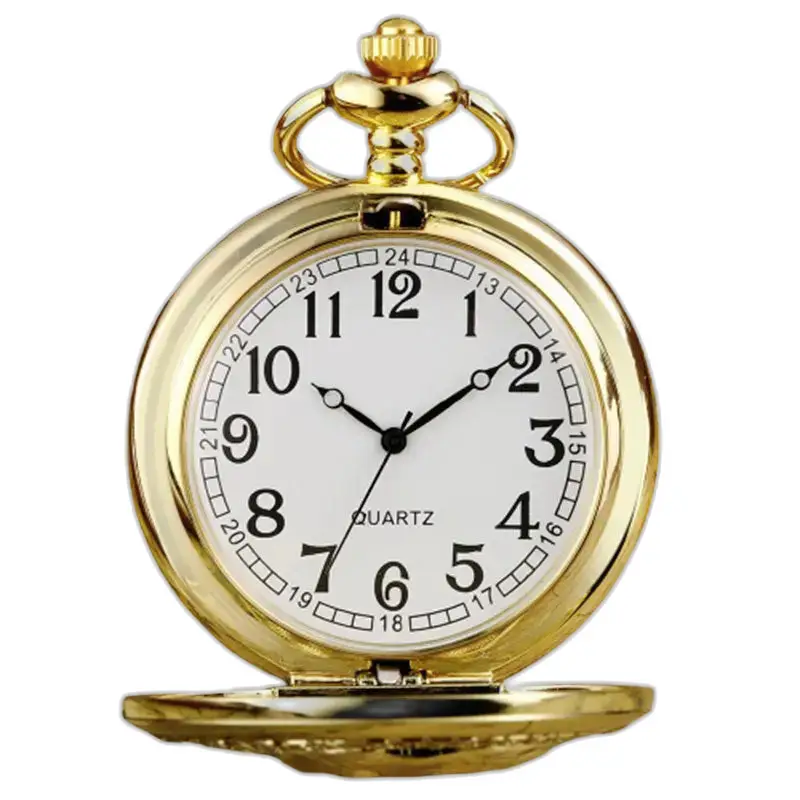 Fancy Gold Chinese Cat-kettinghorloge met gouden kwartskettinghorloge
