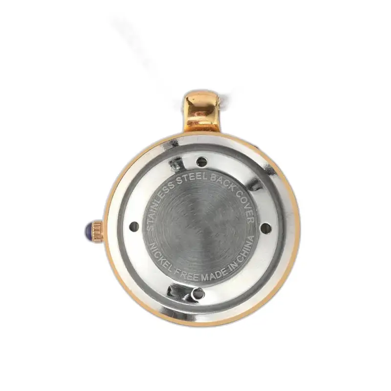Chique goud automatisch luxe collierhorloge met een gouden wijzerplaat en een roestvrijstalen achterkant