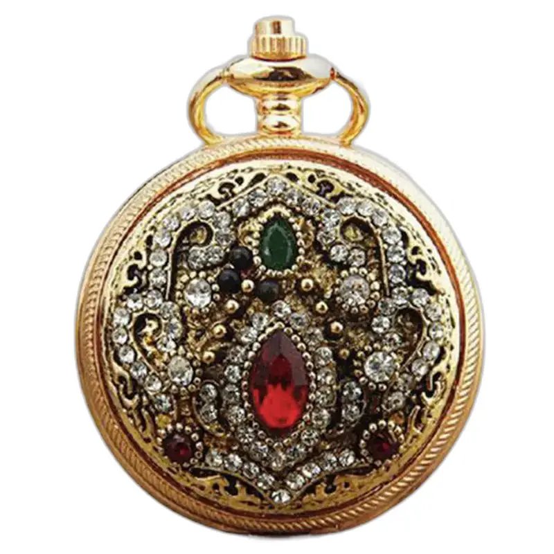 Chique Royale kettinghorloge voor heren dames met gouden horloge versierd met edelstenen