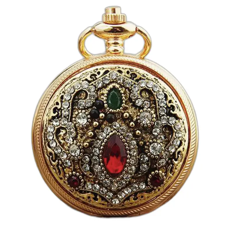 Chique Royale kettinghorloge met gouden edelsteen verfraaid kettinghorloge