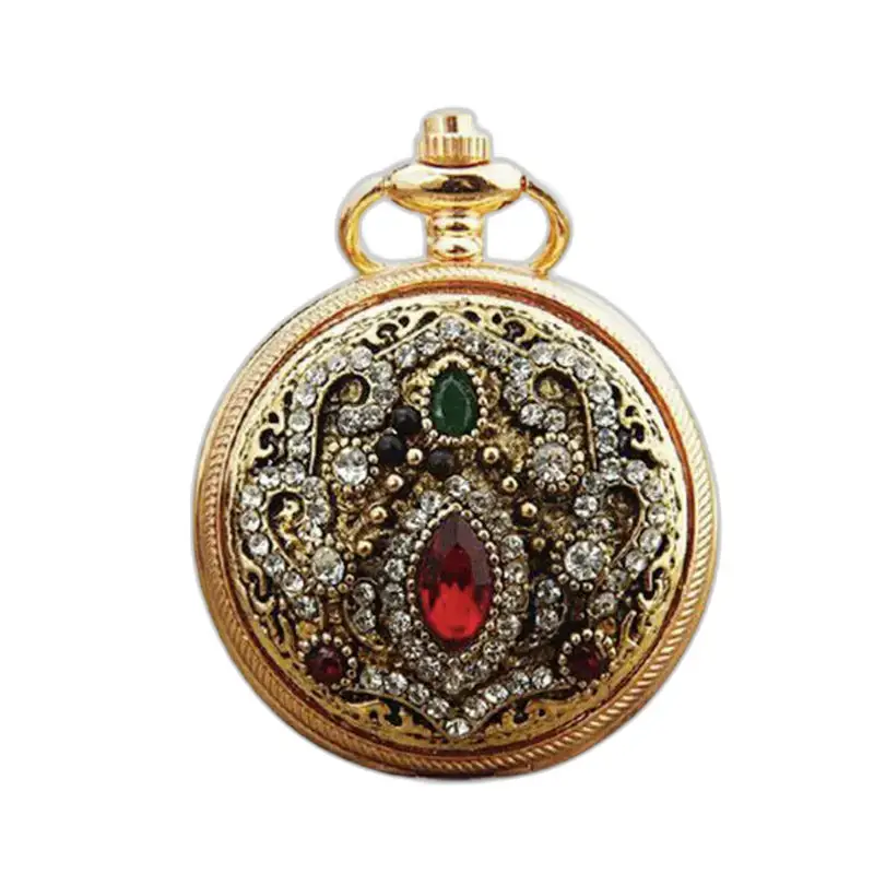 Chique Royale kettinghorloge voor heren en dames met kettinghorloge van goud en edelsteen