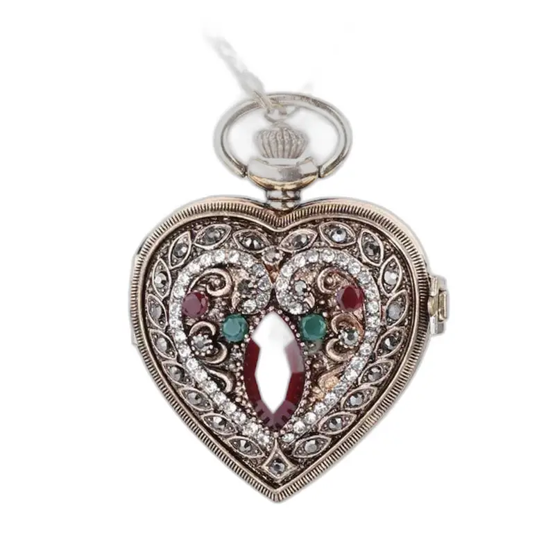 Open Flip Diamond Heart-kettinghorloge met een elegant hartvormig ontwerp