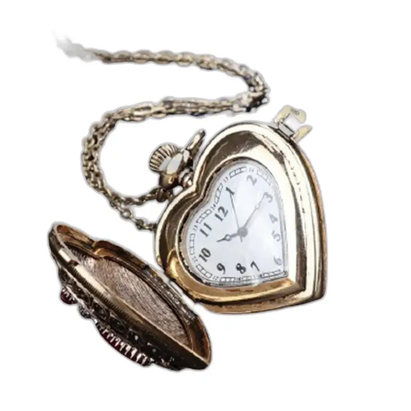 Diamanten hartkettinghorloge, vintage hartkettinghorloge met elegante ketting