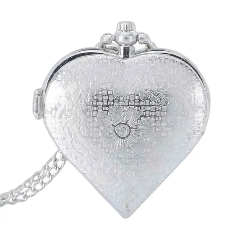 Zilveren kettinghorloge met fotohart, elegante hanger voor dames