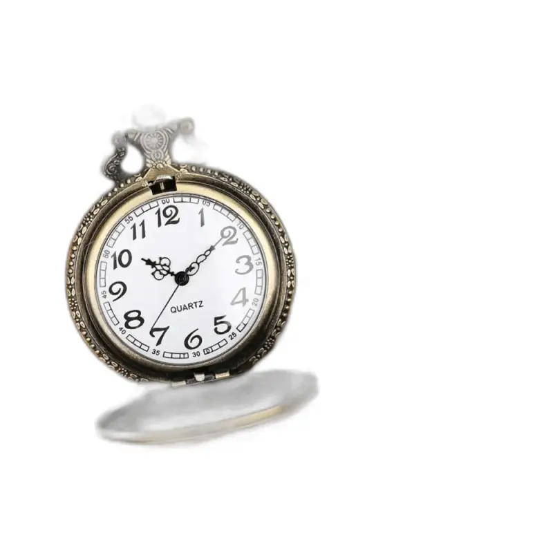 Half Hunter bronzen quartz kompas kettinghorloge met elegante vintage stijl