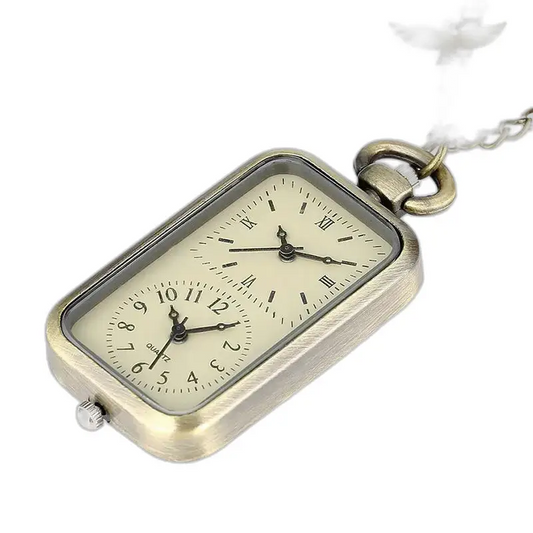 Dubbel vintage bronzen kettinghorloge voor heren en dames, elegante stijl met dubbele wijzerplaat