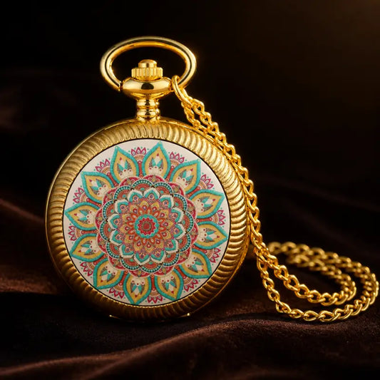 Kwartszakhorloge met bronzen bloemenketting voor dames - Univers Gousset