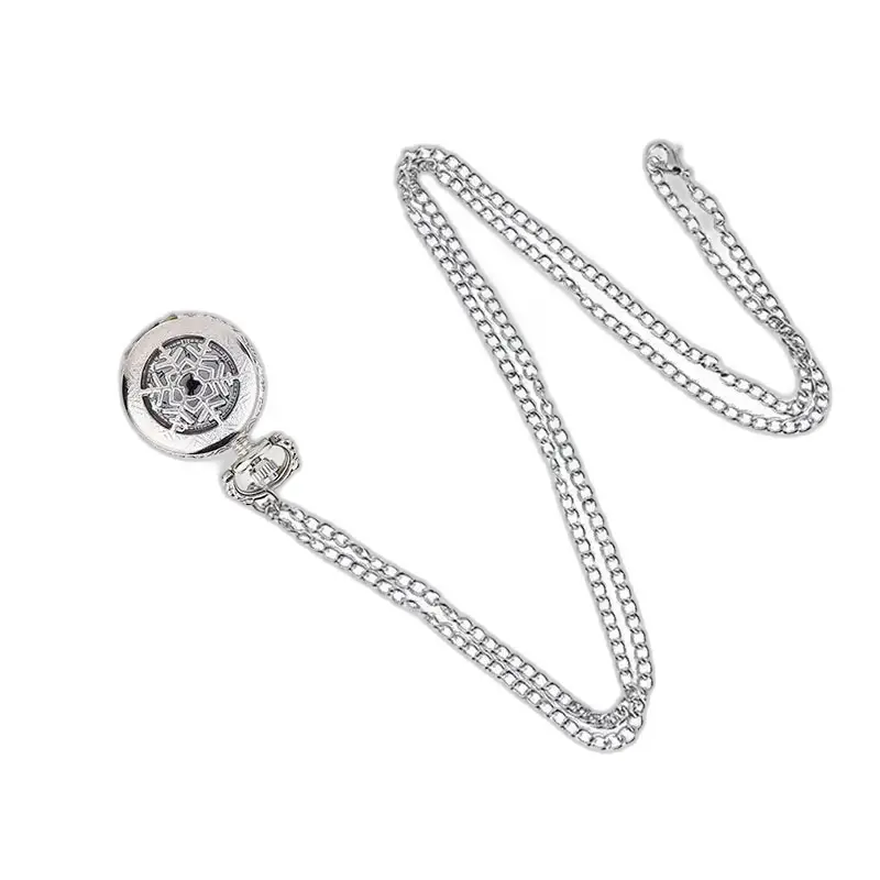 Chique zilveren sneeuwvlokkettinghorloge voor heren en dames met elegante horlogehanger