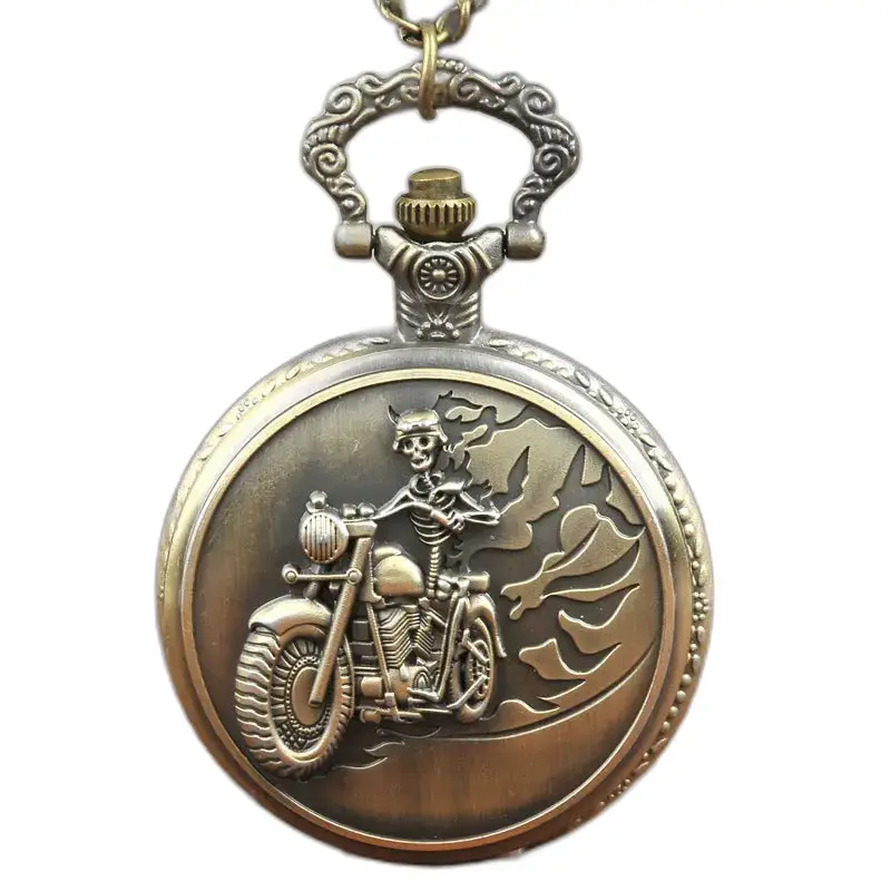 Harley Davidson bronzen kettinghorloge met bikerdesign met analoog display