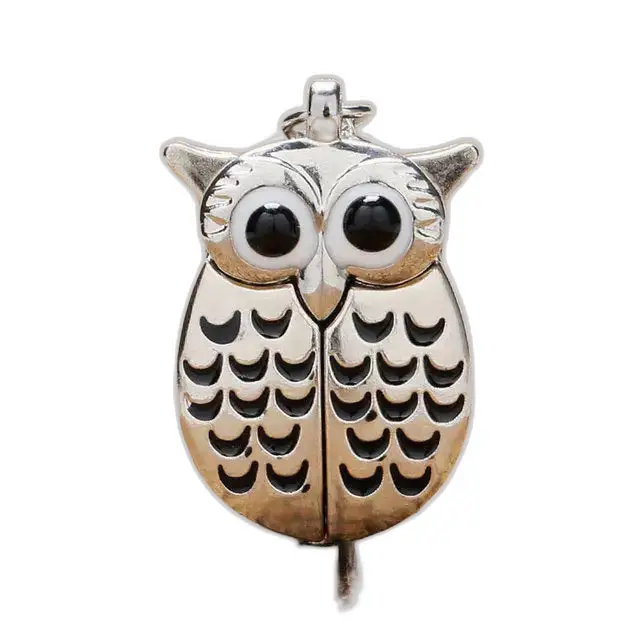 Zilveren uil hanger in zwart brons Vintage uil ketting horloge