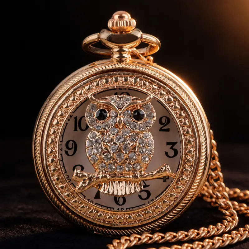 Dameszakhorloge met uilkwartsketting - Univers Gousset