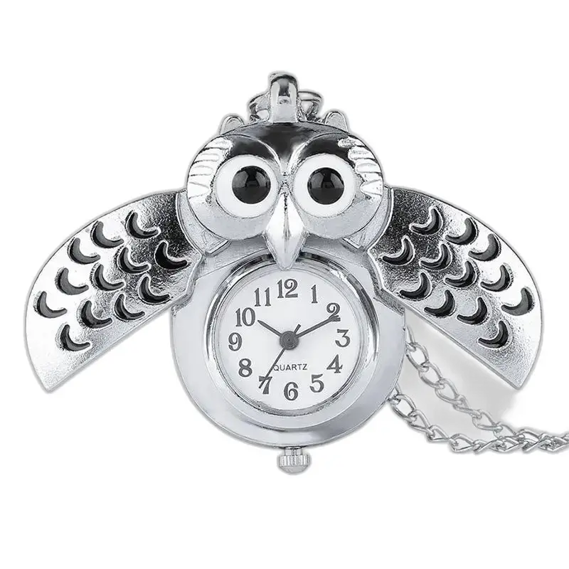 Vintage dameszilver gebronsd uilkettinghorloge met elegant zilveren zakhorloge