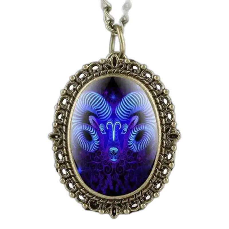 Bronzen hanger Zodiac Ram Horoscoop ketting Bekijk 12 sterrenbeelden