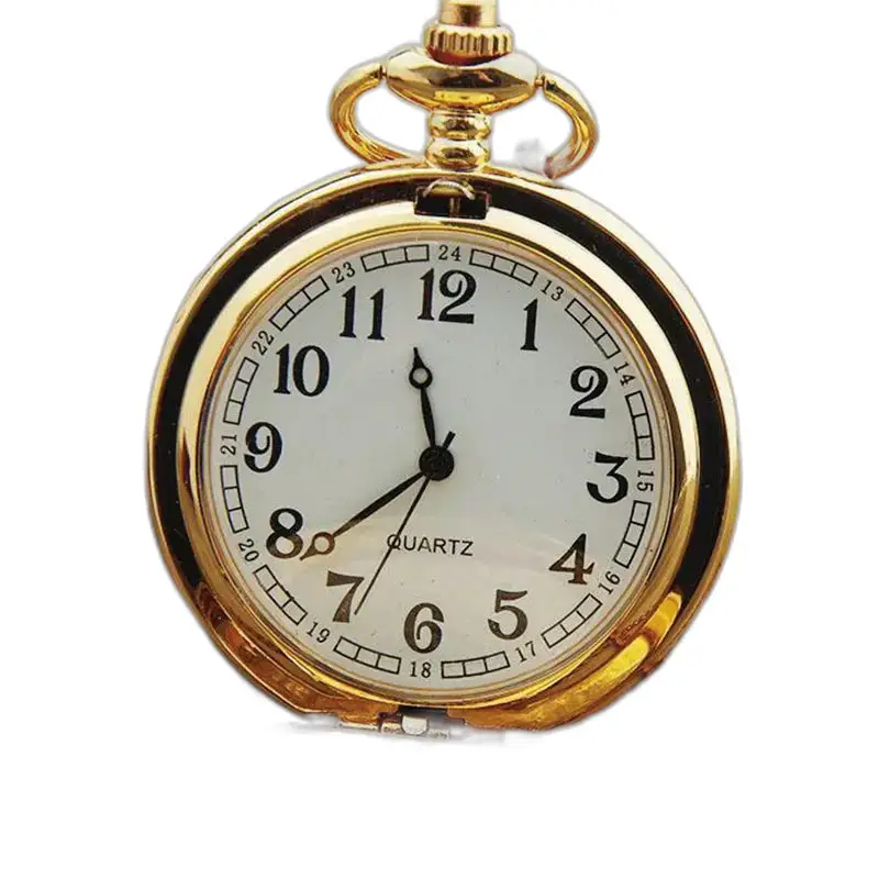 Chique gouden dameskettinghorloge met juwelen, gouden zakhorloge en witte wijzerplaat