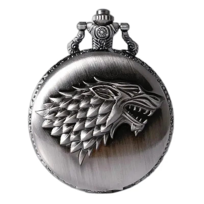Games of Thrones Wolf Necklace Watch Goud Zilver met een zilveren wolfsembleem