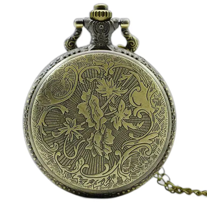 Sierlijk, elegant en gedetailleerd vintage bronzen Wolves Full Moon kettinghorloge