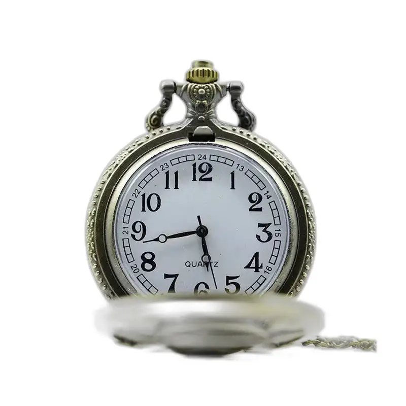 Vintage Volle Maan Wolven Kettinghorloge met Elegant Antiek Zakhorloge