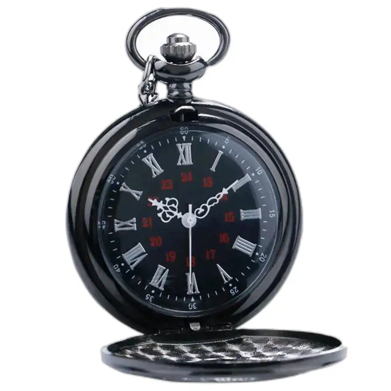 Zwart mechanisch kettinghorloge in hangende stijl, elegant en verfijnd