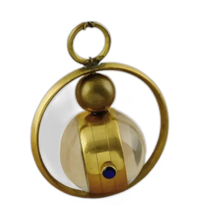 Gouden hanger met transparante bol en blauw accent voor mechanisch kettinghorloge