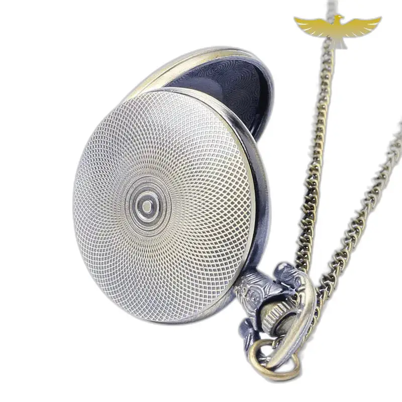 Metalen kettinghorloge met beschermklep, elegant zilveren zakhorloge