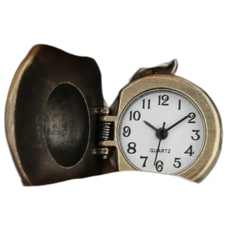 Origineel bronzen hoedkettinghorloge met scharnierende bronzen deksel