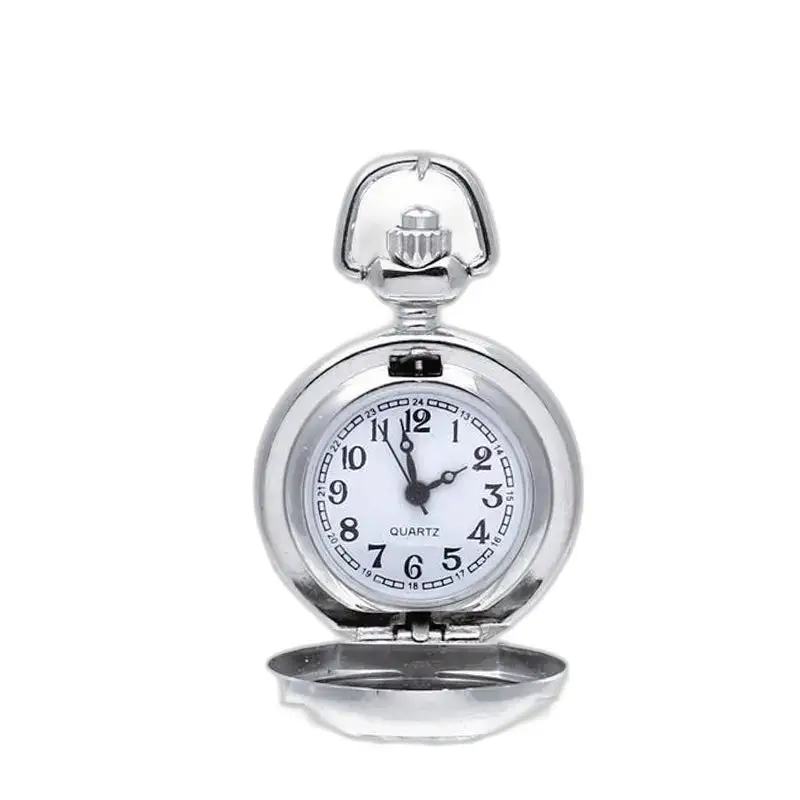 Vintage stijl zilveren panda kettinghorloge met zilveren quartzhorloge